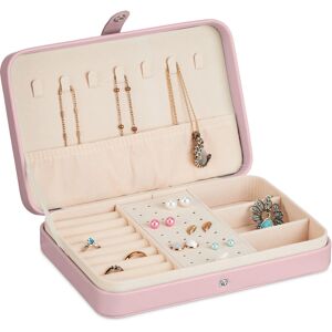 Relaxdays - Jewellery Case, Small Box, Storage for Rings & Necklaces, for Travelling, hwd: 4.5 x 21 x 14.5 cm, Pink Relaxdays - Jewellery Case, Small Box, Storage for Rings & Necklaces, for Travelling, hwd: 4.5 x 21 x 14.5 cm, Pink