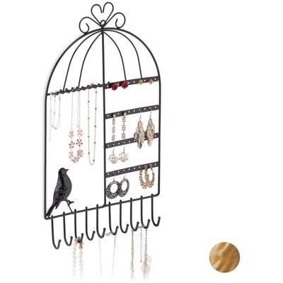 Relaxdays Jewellery Wall Rack, Bird Cage Design, Rings, Necklaces, H X W X D 44.5 X 25.5 X 4.5 Cm, Iron, Black Relaxdays Jewellery Wall Rack, Bird Cage Design, Rings, Necklaces, H X W X D 44.5 X 25.5 X 4.5 Cm, Iron, Black