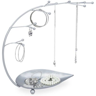 Relaxdays - Jewellery Stand, Shelf, Necklaces, Earrings, Bracelets, 12 Branches, H X W X D: 29 X 34 X 15 Cm, Metal, Silver Relaxdays - Jewellery Stand, Shelf, Necklaces, Earrings, Bracelets, 12 Branches, H X W X D: 29 X 34 X 15 Cm, Metal, Silver