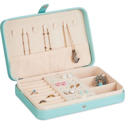Relaxdays Jewellery Case, Jewellery Storage, Rings & Necklaces, Mini Box for Travelling, HWD: 4.5x21x14.5 cm, Turquoise Relaxdays Jewellery Case, Jewellery Storage, Rings & Necklaces, Mini Box for Travelling, HWD: 4.5x21x14.5 cm, Turquoise