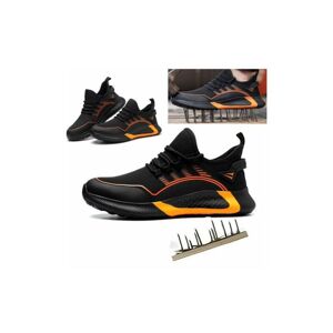Rhafayre - Safety Shoes Men, Women Safety Sneakers, Lightweight Breathable Steel Toe Cap Protection, Steel Orange Non-Slip Construction Shoe 48EU