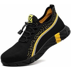 SWEEVT Men's Steel Toe Safety Shoes, Lightweight Work Shoes, Women's Utility Shoes, Wide Fit Safety Shoes, Saftybrand Mens uk Trainers, Black Yellow, Size 46 SWEEVT Men's Steel Toe Safety Shoes, Lightweight Work Shoes, Women's Utility Shoes, Wide Fit Safety Shoes, Saftybrand Mens uk Trainers, Black Yellow, Size 46