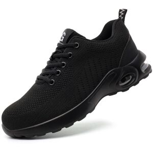 IKODM Men Women Air Cushion Safety Shoes Lightweight Sneakers Non-slip Breathable Lace Up Work Shoes Steel Toe Black Size 43 IKODM Men Women Air Cushion Safety Shoes Lightweight Sneakers Non-slip Breathable Lace Up Work Shoes Steel Toe Black Size 43