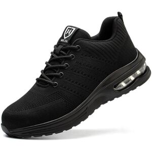 SNQ Men's and Women's Lightweight Safety Shoes, Breathable and Comfortable Work Shoes with Steel Toe Cap, Black, Size 41 SNQ Men's and Women's Lightweight Safety Shoes, Breathable and Comfortable Work Shoes with Steel Toe Cap, Black, Size 41