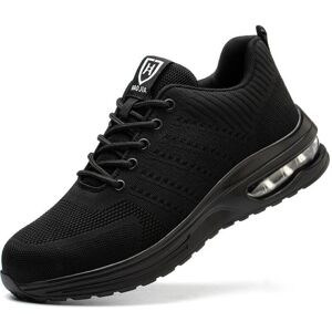 SNQ Men's and Women's Lightweight Safety Shoes, Breathable and Comfortable Work Shoes with Steel Toe Cap, Black, Size 41 SNQ Men's and Women's Lightweight Safety Shoes, Breathable and Comfortable Work Shoes with Steel Toe Cap, Black, Size 41