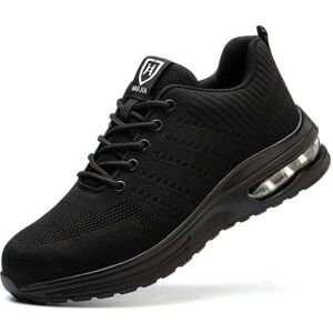 SNQ Men's and Women's Lightweight Safety Shoes, Breathable and Comfortable Work Shoes with Steel Toe Cap, Black, Size 43 SNQ Men's and Women's Lightweight Safety Shoes, Breathable and Comfortable Work Shoes with Steel Toe Cap, Black, Size 43