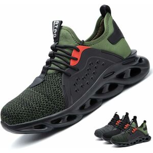 SWEEVT Safety Shoes Lightweight Men Women - Breathable Flying Puncture Proof Sneakers Work Shoes Steel Toe Cap Construction Shoe,Green-44 SWEEVT Safety Shoes Lightweight Men Women - Breathable Flying Puncture Proof Sneakers Work Shoes Steel Toe Cap Construction Shoe,Green-44