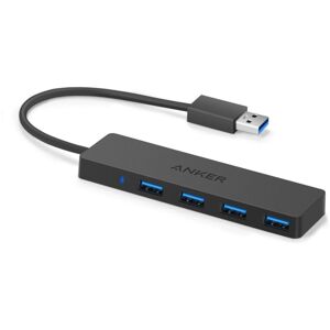 Anker - 4-Port Ultra Slim usb 3.0 Data Hub 2 ft / Black