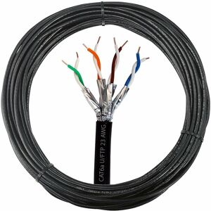 Loops - 305m (1000 ft) Outdoor Rated CAT6a Shielded Cable Pure Copper 23 awg ftp Data Reel Drum