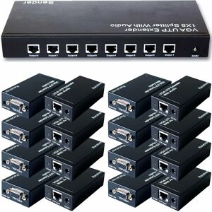 LOOPS 8 Port Way vga & Audio Over Single CAT5e CAT6 Splitter pc Distribution Extender