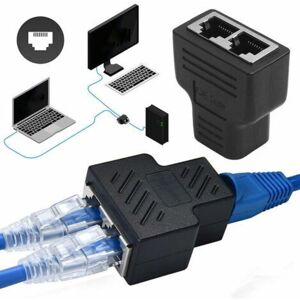 Gotrays - Rj45 Splitter Adapter 1 to 2 Port Female to Female Internet Extender Network Connectors Support Cat5 Cat5e Cat6 Cat6e Cat7 Ethernet Cable,