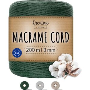 CREATIVE DECO Cotton Macrame Cord 3 mm x 200 m Green CREATIVE DECO Cotton Macrame Cord 3 mm x 200 m Green