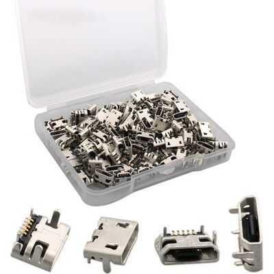 OEM 100 Pieces Micro Usb Type B Female 180 Degree, 5 Pin Smd Smt Solderable Connectors For Phone, Electronics, Raspberry Pi, Diy OEM 100 Pieces Micro Usb Type B Female 180 Degree, 5 Pin Smd Smt Solderable Connectors For Phone, Electronics, Raspberry Pi, Diy