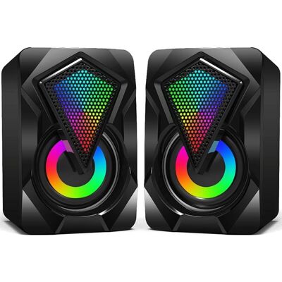 Longziming - Mini pc Speaker,RGB pc Speaker usb 2.0 Gaming Stereo System Computer Speakers Volume Control with led Light 3.5mm for Smartphone Tablet Longziming - Mini pc Speaker,RGB pc Speaker usb 2.0 Gaming Stereo System Computer Speakers Volume Control with led Light 3.5mm for Smartphone Tablet