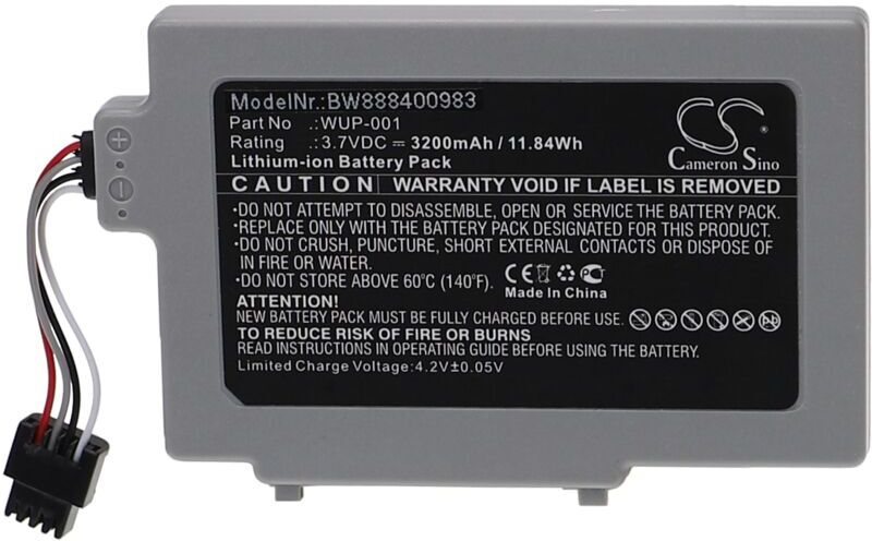 Battery Replacement for Nintendo WUP-001 for Games Console Controller (3200 mAh, 3.7 v, Li-ion) - Vhbw