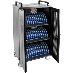 Charging and transport cabinet for 36 tablets and laptops black with 40 schuko on 4 strips - Rackmatic