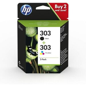 Hewlett Packard - hp hp 303 Black Tricolour Ink Cartridge 2x 4ml Twinpack for hp envy Photo 6230/7