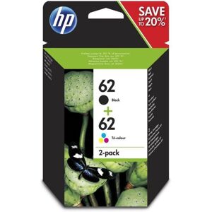 Hewlett Packard - hp hp N9J71AE 62 Black Tricolour Ink 4ml 4.5ml Twinpack - N9J71AE