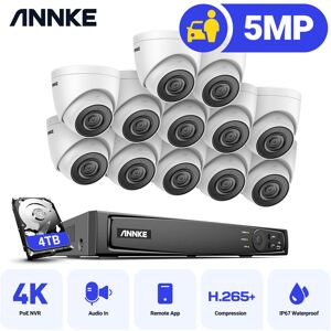 Annke - 5MP 16 Channel PoE nvr Security Camera System Outdoor Indoor Night Vision Motion Detection Remote Monitoring Built-in Mic 16 × Turret Cameras