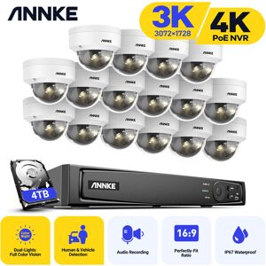 Annke - 16 Channel PoE Security System nvr Surveillance Kit System H.265+ Support IP67 Weatherproof cctv Camera Kit,16 × Cameras - 4TB hdd