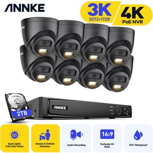 16CH H.265+ Super hd poe nvr Video Security System,8PCS Camera,3K Dome Outdoor Security Camera System - 2TB hdd - Annke