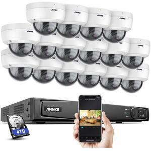 16×Dome Cameras exir 2.0 Night Vision,IP67 Weatherproof,6 Channel PoE nvr with 24/7 Surveillance Recording - 4TB hdd - Annke