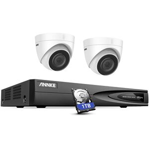 Annke - 4 Channel poe nvr 5MP Super hd Camera Security Camera System Color Night Vision H.265+ Weatherproof cctv Camera - 1TB hdd 2Camera