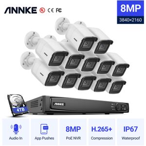 Annke - 4K 16 Channel H.265+ PoE Security System,Outdoor PoE ip Security Camera,24/7 Surveillance Recording,IP67 Weatherproof - 4TB hdd