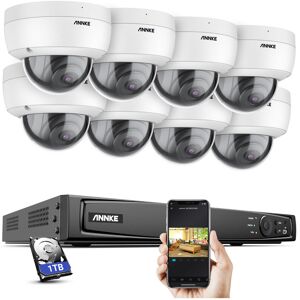 4K 16 Channel Home Security NVR,4K uhd Vandal-Resistant Outdoor 8 × Dome Cameras,Human & Vehicle Detection - 1TB hdd - Annke