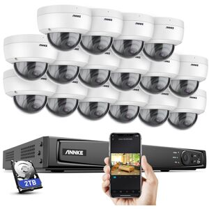 4K 16 Channel PoE nvr with16×Dome Cameras Security System,EXIR 2.0 Night Vision,IP67 Weatherproof - 2TB hdd - Annke