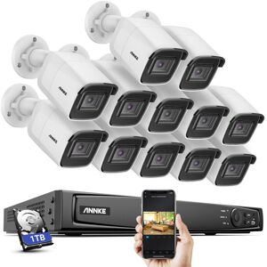 4K Outdoor PoE Camera,12×Cameras exir 2.0 Night Vision,4K 16 Channel H.265+ PoE Security System - 1TB hdd - Annke