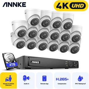 Annke - 8MP cctv Kits 16CH PoE nvr 16 × Turret Cameras Outdoor Indoor Smart ir Built-in Mic Motion Detection Remote Monitoring Security Camera System