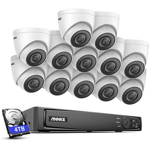 ANNKE 8MP CCTV Kits 16CH PoE NVR 12 × Turret Cameras Outdoor Indoor Smart IR H.265+ Built-in Mic Motion Detection Remote Monitoring Security Camera