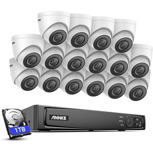 Annke - 8MP cctv Kits 16CH PoE nvr 16 × Turret Cameras Outdoor Indoor Smart ir Night Vision Motion Detection Remote Monitoring Security Camera System