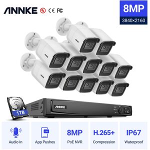 Annke - 4K uhd Vandal-Resistant Outdoor PoE Camera,12×Cameras exir 2.0 Night Vision,Built-in Microphone & sd Card Slot,IP67 Weatherproof,4K 16