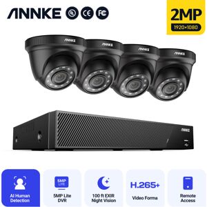 5MP Surveillance Camera Kit 8CH dvr Home 4Cameras Night Vision IP66 app Remote cctv Video Set - Annke