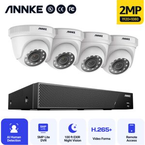 5MP Video Surveillance Kit 8CH dvr Smart Home 4Cameras Night Vision IP66 Waterproof app Remote Security Set - Annke