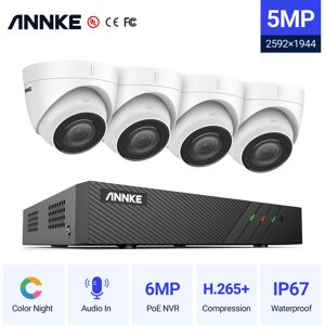 Annke - 5MP PoE ip Security Camera System With onvif Turret Cameras 6MP 8CH nvr 100 ft Color Night Vision For Outdoor Indoor cctv Surveillance Kits 4