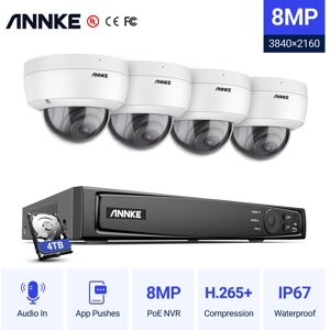 8 Channel 4K poe nvr, 4× 8MP Camera exir Night Vision 4TB hdd for 24/7 Continuous Recording - Annke