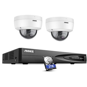 Annke - 8 Channel nvr ip 3K ir Network Camera Security Camera System Color Night Vision Audio Record IP67 Weatherproof cctv Kit 2×Camera - 2TB hdd