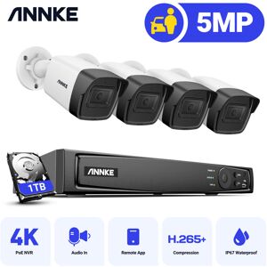 8 Channel PoE nvr Security System,5MP× 4 Cameras,EXIR 2.0 Night Vision, Built-in Mic & sd Card Slot - 1TB hdd - Annke