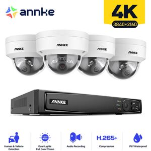 Annke - 8CH cctv Kit 4K PoE Network Video Recorder 4×8MP Cameras Smart Dual Light Camera Motion Alerts Remote Access Security Surveillance Camera