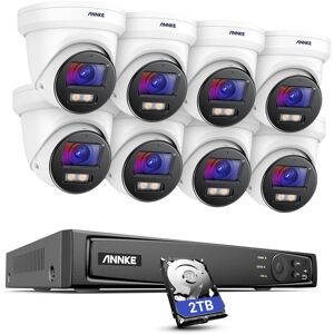 ANNKE 8CH H.265+ Video Surveillance Security System Kit 4K PoE Camera IR Network Night Vision IP67 Waterproof 8Cameras - 2TB HDD