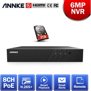 8CH nvr Ultra hd poe Video Surveillance System H.265+ PoE nvr Home Surveillance System- 2TB hdd - Annke