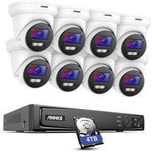 8MP H.265+ Video PoE nvr Surveillance Security System 4K ir Network Turret Full Color Camera Waterproof 8Cameras - 4TB hdd - Annke
