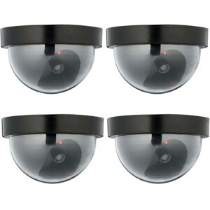 Dummy Camera, 4x Set, Fake Security, Flashing led Light, cctv, Indoor & Outdoor Garden Protection, Black - Relaxdays