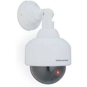 Dummy Camera, Flashing led Light, Indoor & Outdoor, Burglar Deterrent, 23.5 x 12.5 x 14 cm, White - Relaxdays