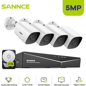 Sannce - 1080P 8CH Surveillance Kit H.264+ Waterproof Night Vision Bullet Camera dvr cctv System Security 4pcs Camera -2TB hdd