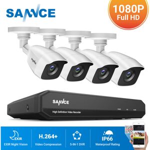 1080P Home Video Security System with 1080P dvr with 4 Cameras Style c - 0TB hdd - White - Sannce