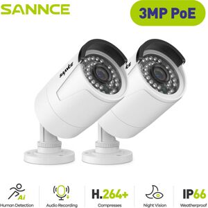 3MP Full hd poe Security Camera Outdoor Indoor Weatherproof exir Night Vision Network Bullet Email Alert Camera - Sannce